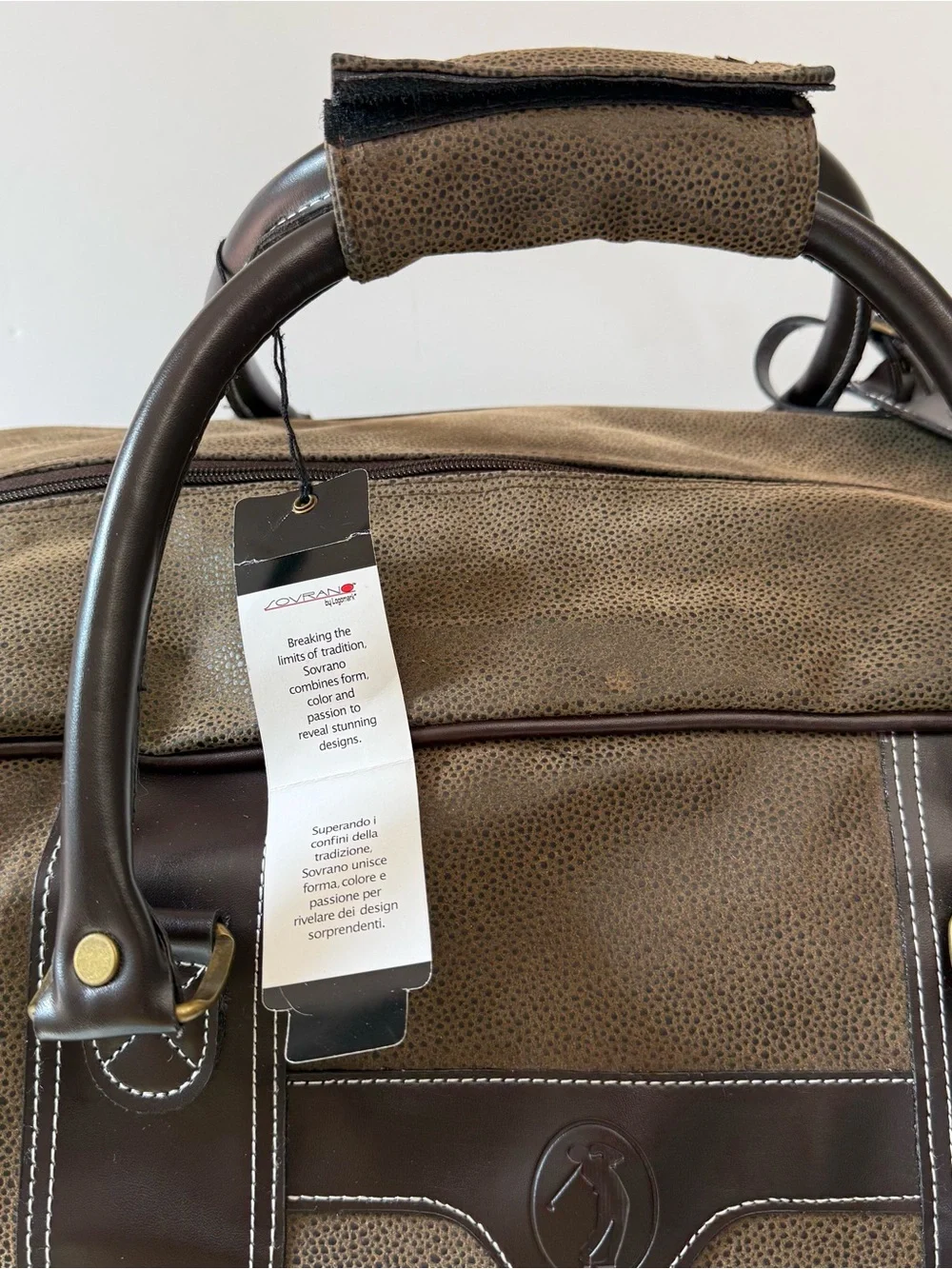 Sovrano Rolling Duffel Bag Brown Novohyde Wheeled Travel Weekender 24” Carry On